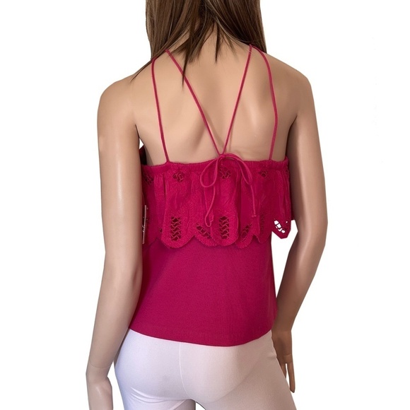 Anthropologie Top Tank Blouse Ruffled Lace Fluttery Strappy Cotton Sleeveless - Picture 9 of 16